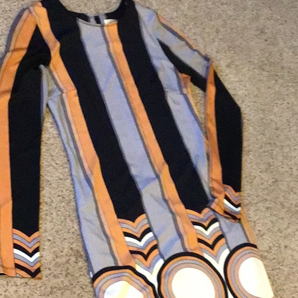 JB by Julie Brown Black and Orange Long Sleeve Dress